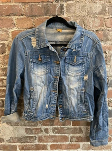 JouJou Distressed Denim Jean Jacket Women’s Size XL - Picture 1 of 9