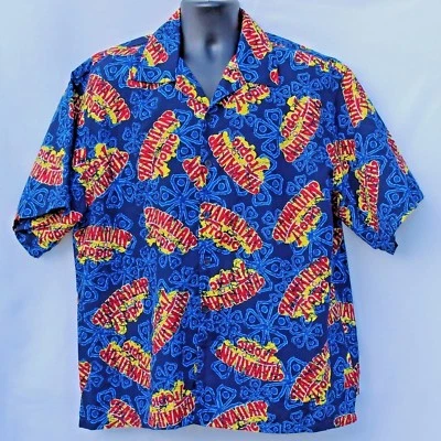 VTG Hawaiian Tropic Brand XL Advertising Camp Tiki Floral Aloha Hawaiian Shirt  - Image 1 of 4