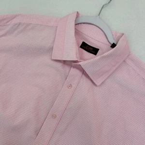 Steven Land Mens 19-34/35 Pink Button Up Geo Shirt Long Sleeve French Cuff - Picture 1 of 8