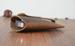 car key bag case chain box real Cow Leather Pouch Customize handmade brown Z852 - Picture 1 of 5