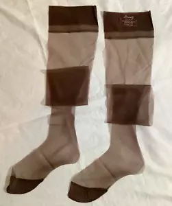 VTG Sorority Garter Stockings Micro Mesh Demi Puff-O-Smoke Brown Style 69M 9 31" - Picture 1 of 10