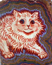 Louis Wain Funny Grumpy Cat Fight Cartoon Hoffman Painting Real Canvas Art Print