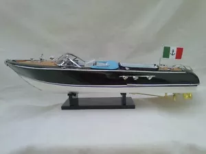 New Riva Aquarama 21" White-Blue Quality Wood Model Boat L50 Christmas Gift - Picture 1 of 11