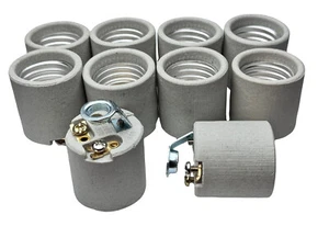 10 Pack - Eaton Medium Base E26 E27 Porcelain Light Socket Lamp Holders 1/8" IPS - Picture 1 of 5