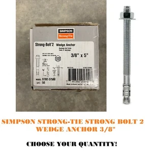 Simpson Strong Tie Strong-Bolt 2 Wedge Anchor! Concrete Bolt, 3/8 x 5 inch - Picture 1 of 6