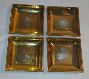Lotto 4 piccoli piatti quadrati oro o posacenere porcellana nucleo nonna vintage  - Foto 1 di 3