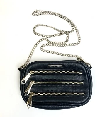 Bolso Bandolera Pequeño Y2K Rampage Cuero Sintético Negro Cremalleras Cadena Correa Grunge Foto 1 de 4