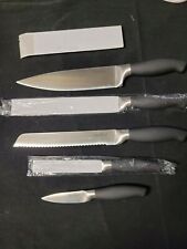 Set of 5 VonShef Stainless Steel Kitchen Knives; Ergonomic Soft Touch Handles; 
