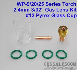 7 pcs TIG Welding Torch Gas Lens #12 Pyrex Cup Kit for WP-9/20/25 Series 3/32" - Picture 1 of 7