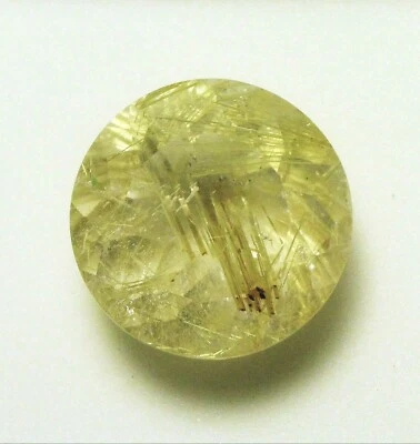 NICE 16 x 16 x 10 mm 13.62 cts ROUND CUT RUTILATED QUARTZ GEMSTONE BRAZIL  - Image 1 of 3