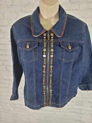 Ruby Rd Denim Blue Jean Long Sleeve Full Zip Jacket Size 18 - Image 1 of 4