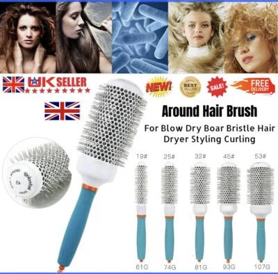 Pro Hair Brushes Radial Nano Heat-Retaining Blow Dry Ceramic Round Barrel UK