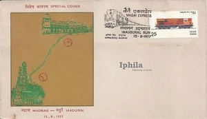 Vaigai Express Train inaugural run India cover railroads 1977 Railways Madras - Picture 1 of 1