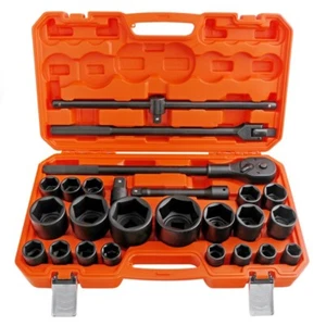 26pc H/Duty Truck Impact Socket & Accessories Set: 3/4" & 1" Dr. 21-65mm Socket - Picture 1 of 5
