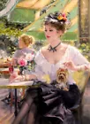 Elegant woman drinking champagne oil painting HD printed on canvas L1872