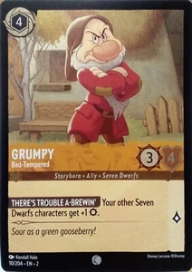 10/204 GRUMPY BAD-TEMPERED RISE OF FLOODBORN FOIL COMMON DISNEY LORCANA CARD - Picture 1 of 1