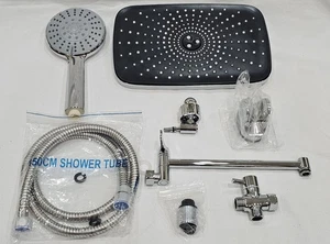 Breite Regendusche mit 5 Modi, Hochdruck, Anti-Verstopfungs-Düse (chrom) - Bild 1 von 9
