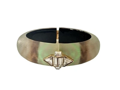 Alexis Bittar O'Keeffe Southwestern Green Lucite Rhinestone Bangle Bracelet - Image 1 of 4