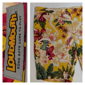 Men's Golf Shorts 44/11 Loudmouth Waikiki Pin Up Girls Hawaiian Floral - Picture 1 of 12