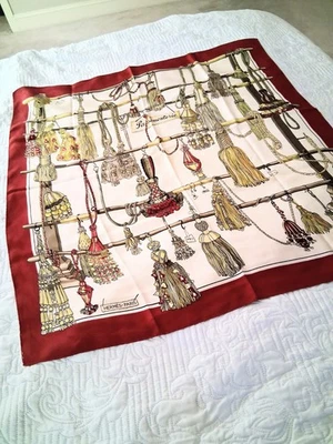 Atuh Hermes Burgundy Passementerie 90 Silk Carré Scarf Paris - Image 1 of 4