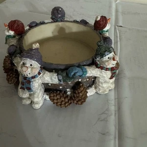 Vintage Super Cute Snowman With Christmas Dress  Candle Holder Christmas Holiday - Picture 1 of 8