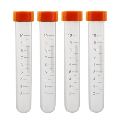 10Pcs 10ml Plastic Centrifuge Tubes w/ Screw Cap Round Bottom Graduated Marks - Image 1 of 3