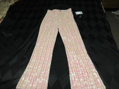 Stella 88 Girls sz. Small Pants Pink Blush Sequins Tweed Flare Party - Image 1 of 4