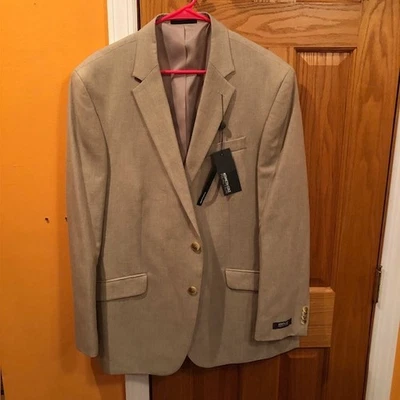 Kenneth Cole Reaction Mens 46Regular Slim Fit Solid Sport Coat Ivory with Tags - Image 1 of 4