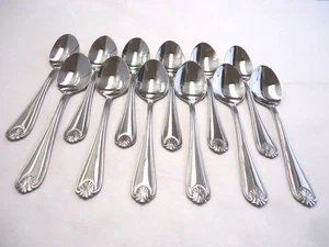 STAINLESS STEEL SHELL PATTERN TEASPOON 12-PIECES - Picture 1 of 6