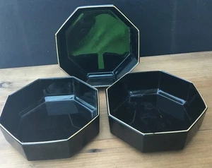 Vintage Arcoroc Frankreich Oktzeit schwarz Glas Achteck Schalen 5-1/2" Set (3) Müsli - Bild 1 von 4