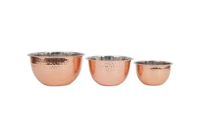 Hammered Stainless Steel Bowls in Copper Finish (Set of 3 Sizes) - Image 1 of 4