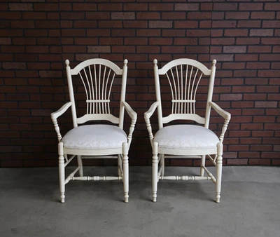 Dining Arm Chairs ~  Country French Wheatback Chairs  by Ethan Allen ~ A Pair - Image 1 of 4