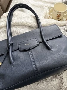Radley London Bolso de Mano de Cuero Guijarro Azul Marino Monedero Bolso de Hombro - Imagen 1 de 6