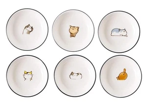 FUYU 6 Pezzi Carino Gatto Multiuso Ceramica Salsa Piatto Condimento Piatti Sushi Dip... - Foto 1 di 8
