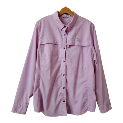 Camisa L.L.Bean Tropicwear para mujer L UPF 50+ pescador deportes al aire libre lila clara Foto 1 de 4