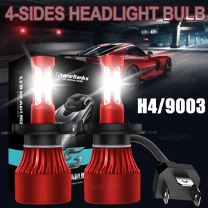 4-Sides H4 9003 Super White 12000LM Kit LED Headlight Bulbs High Low Beam 6500K - Picture 1 of 12