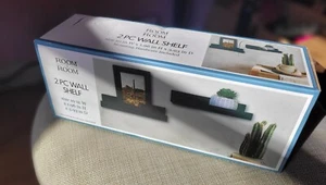 BRAND NEW Room2Room 2pc Floating Wall Shelves BLACK 10' - Picture 1 of 2