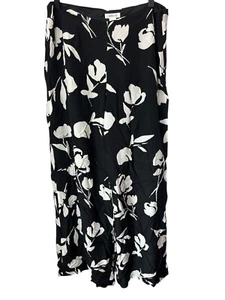 Harold's Silk Palazzo Wide Leg Pants Size 10 Zip Floral Black and White EUC - Picture 1 of 7