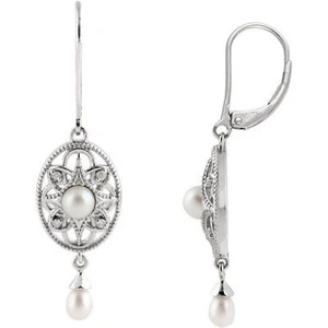 Ohrringe Süßwasserzuchtperlen & Diamanten in Sterlingsilber - Bild 1 von 1