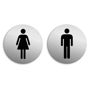 Ladies Gentlemen Restroom Sign Toilet WC Men Women set of 2 | Ø 75 mm Aluminium - Picture 1 of 1