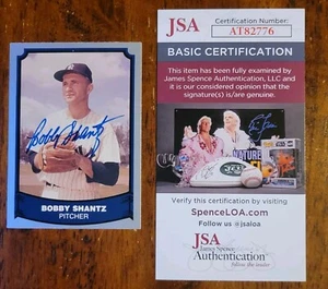 Tarjeta de Bobby Shantz firmada a mano 1988 Pacific Legends # 61 New York Yankees certificado de autenticidad JSA - Imagen 1 de 2