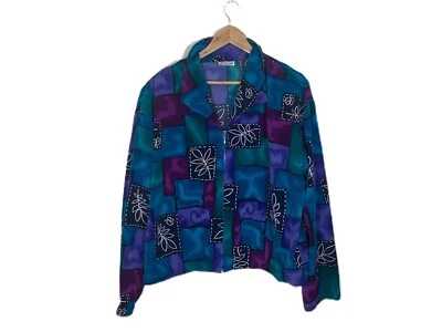Chaqueta Vintage Años 90 Patrón Loco Festival Rave Patrón Floral Multicolor M Foto 1 de 4