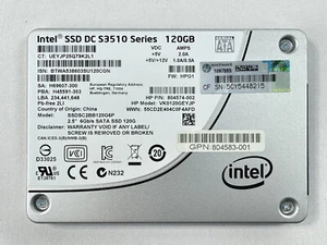 HPE Intel S3510 Series 120GB 2.5" RI 6 Gb/s SATA Read Intensive SSD 98-98.5% RWE - Picture 1 of 5