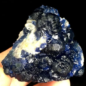 86g New Find Rare Natural Deep Blue Fluorite on white Quartz Specimens ip0729 - Picture 1 of 12