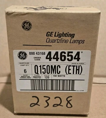 Sealed Box of 6 Genuine GE Q150MC 120V 150W Frosted Mini Candelabra Base Bulbs - Image 1 of 4