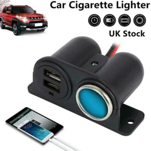 12V/24V Car Cigarette Lighter Socket Splitter Charger Power Adapter Two USB Port - Photo 1 sur 10