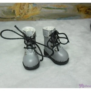 SHP002GRY Mimiwoo 1/6 Bjd Muñeca Zapatos Blythe Cuero PU Botas Medianas GRIS ~~~~~ - Imagen 1 de 4