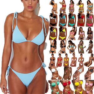 Ladies Padded Push-Up Bra Bikini Set Halter Swimwear Beachwear Swimsuit Costumeお