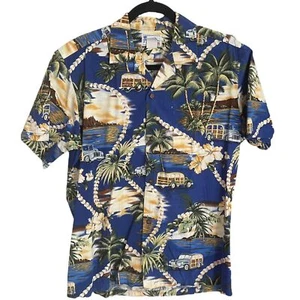 Camisa Hawaiana Para Hombres Madera Cabeza Diamante Palma De Colección Marca Hawaiana Algodón Pequeña - Imagen 1 de 4