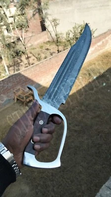 BONITO CUCHILLO ARCO DE CAZA DE ACERO DAMASCO HECHO A MANO PERSONALIZADO CON MANGO DE AGARRE FUERTE Foto 1 de 4
